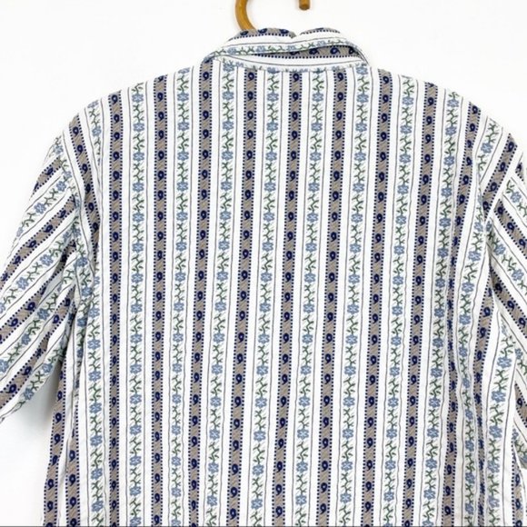 Vintage | Zig Zag | Floral Stripe Short Sleeve Button Front Shirt Size M - Picture 5 of 7
